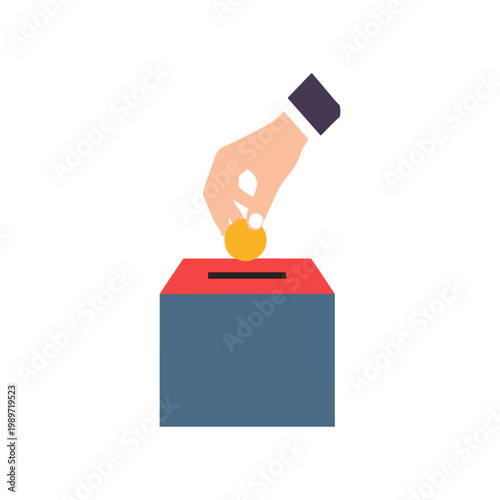 Person casting a ballot into a voting box