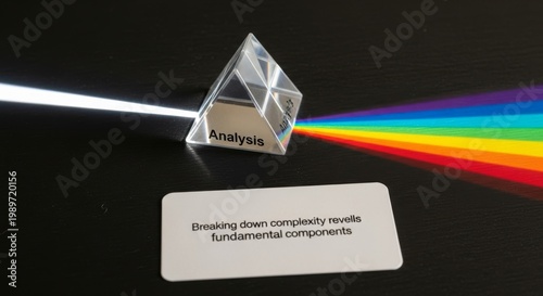 Prism refracting light into a rainbow spectrum