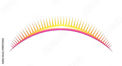 Abstract curved radial 3D shape with gradient colors on black background