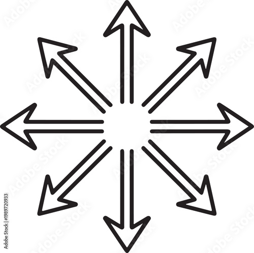 Black expand arrows set in four directions black arrows