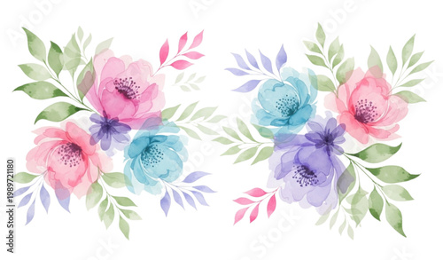 Abstract floral watercolor background pattern flowers botanical illustration