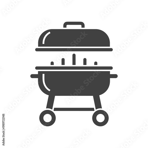 Portable charcoal grill with wheels for outdoor cooking and barbecuing