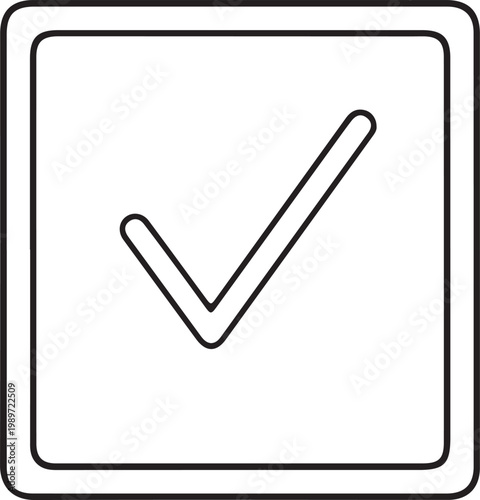 Minimalist black checkbox with checkmark, flat minimalist