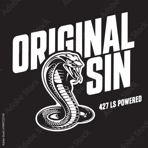 Classic Cobra Snake Illustration with Original Sin Text