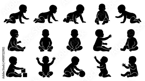 baby development milestones silhouette