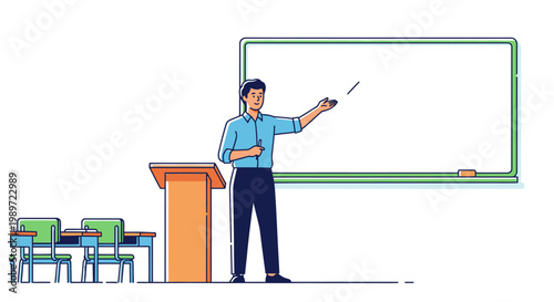 Vector Classroom Presenter Illustration Isolated on White Background for Education and Training
