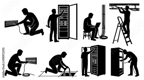 IT technician installing server equipment