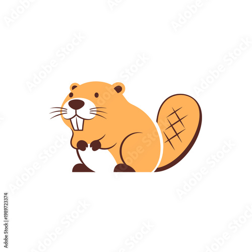 Adorable cartoon beaver vector illustration. Friendly wild rodent character with prominent incisors and a distinctive flat tail.