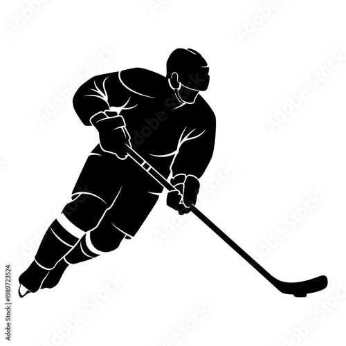 Black silhouette of a hockey player in action