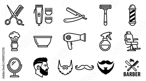 Barber shop icons and tools.