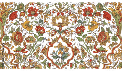 Mughal floral pattern vector seamless ornamental Islamic design