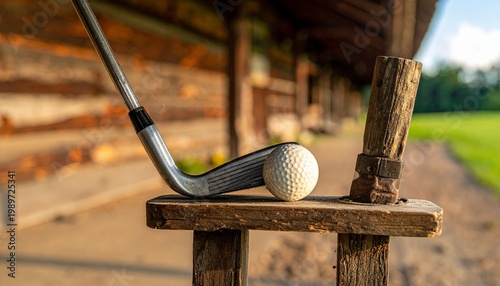 Golf Club and Ball on Wooden Tee Showcasing Precision, Sport, and Lifestyle Photography Design
