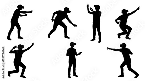 black silhouettes of people running and jumping