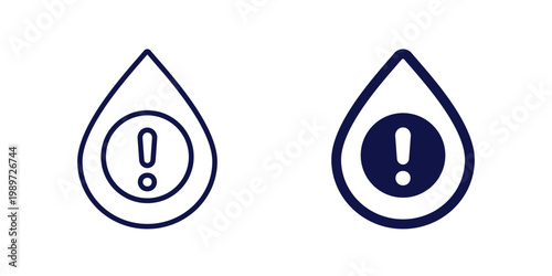 bad water quality icons, line and solid design