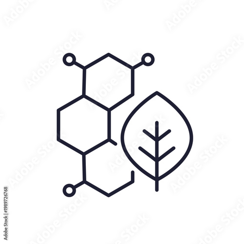 Biomaterial icon, biodegradable materials line design on white