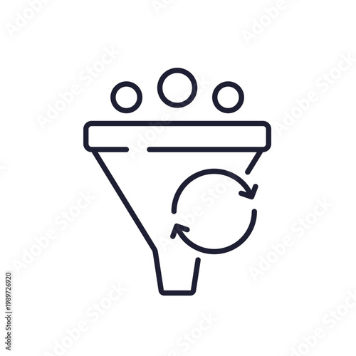 funnel line icon on white, marketing and social media concept