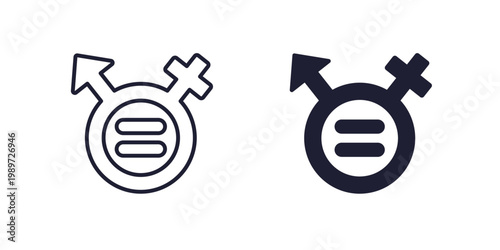gender equity icon, line and solid design