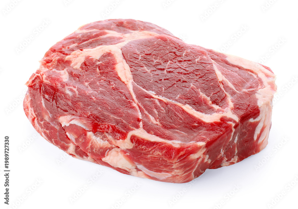 Obraz premium Raw ribeye beef steak isolated on white