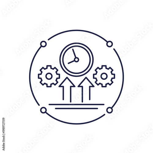 overtime work icon in line design with gears