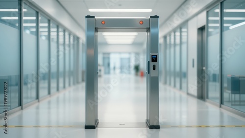 Security Metal Detector at Modern Office Entrance