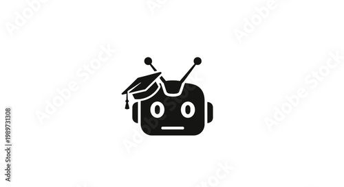 Robot wearing a graduation cap.