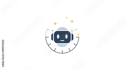 Tableau sur toile Robot Wearing Headphones Smiling Face.
