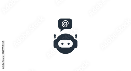 Robot with at sign speech bubble.