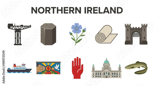 Fotografía Northern Ireland Icons Collection Featuring Landmarks and Symbols