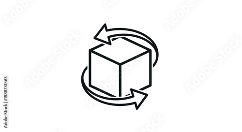 Rotating Cube with Arrows Around It.