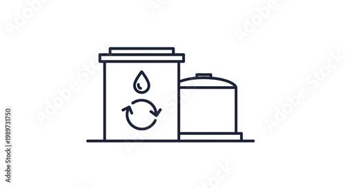 Recycling symbol with water drop.