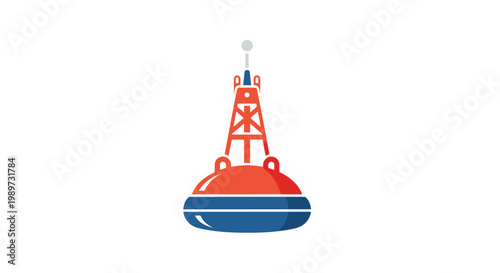 Fotografía Red and blue ocean navigation buoy.