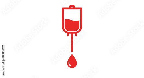 Red Blood Bag with Droplet Icon.