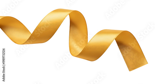 Golden Satin Ribbon Isolated on Black Background