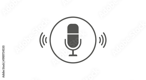 Microphone icon with sound waves.