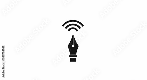 Wireless connected pen nib icon.