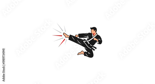 Young man practicing kickboxing moves dynamically.