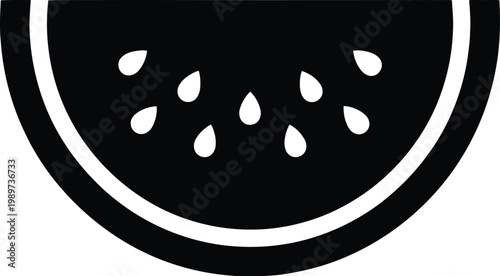 Slice of watermelon with seeds on transparent background, summer fruit icon.