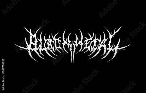 Black Metal typography vector in a striking and stiff touch dark metal style lettering. for t-shirt print apparel, sticker, poster, logo and mor