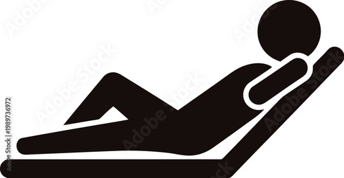 Person relaxing on deck chair silhouette for spa wellness and leisure concepts.