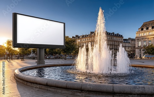 City Square Fountain with Billboard