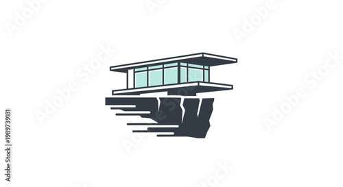 Modern House on Water Surface.