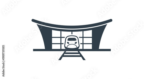 Monorail Train Entering Station Platform.