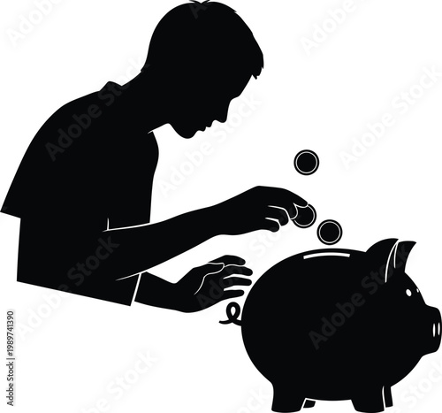 Person saving coins into a piggy bank for future financial security.