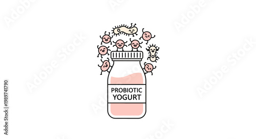 Probiotic Yogurt Container Illustration.