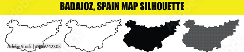 Badajoz, spain map silhouette vector illustration isolated on background. province map silhouette.
