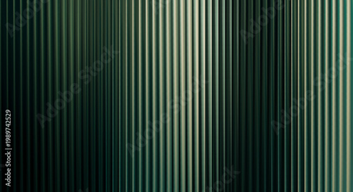 A dark green background with vertical lines of varying shades and a light source