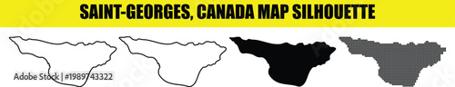 Saint georges Canada map silhouette city outline with dotted vector representation and border shape on grey back.