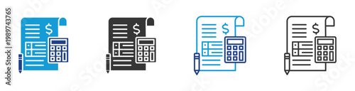 Accounting icon set multiple style collection	
