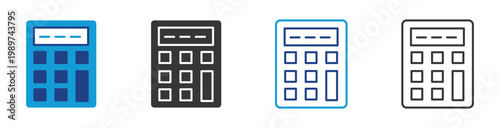 Calculator icon set multiple style collection	
