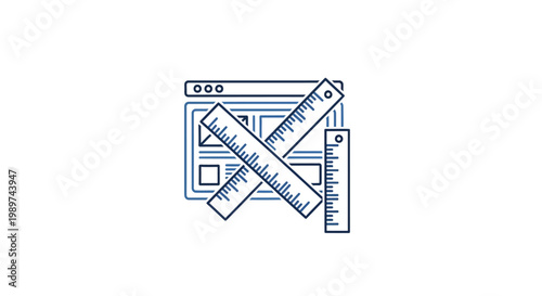 Rulers and geometry tools crossed.